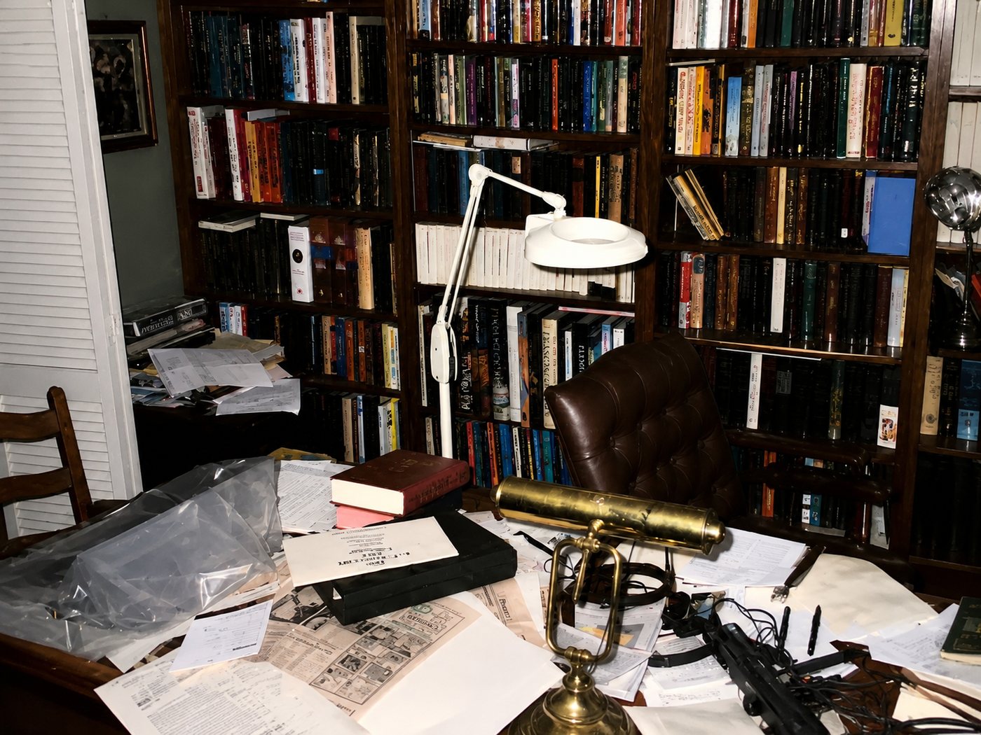 The book-lined study of H. P. Lovecraft scholar John Lawson McInnis III in Monroe, Louisiana